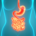 Glowing illustration of the human digestive system highlighting the gut and intestinal tract